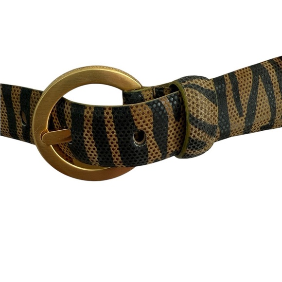 Donna Katz Vintage Tiger Stripes Leather Belt Sise Small - Picture 2 of 6